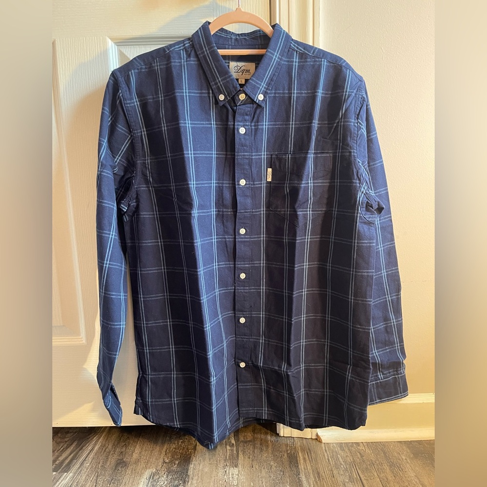 Men's Blue Plaid Shirt, large, NWOT